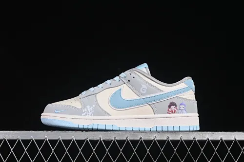 All categories Nk SB Dunk Series Nk SB Dunk Low High-end customized low-top sneakers Nk SB Dunk Low Nezha series Gray white and blue hook Anniversary high-end customized low-top casual sneakers LW1818-114